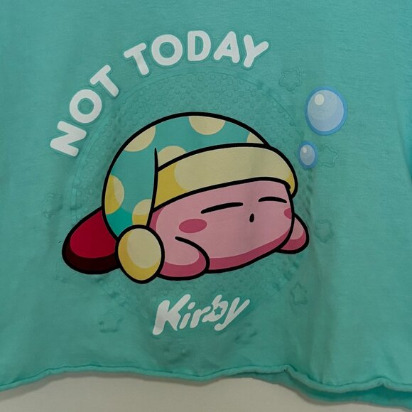 Hot Topic Kirby Not Today Teal Cropped T-Shirt - Picture 2 of 5